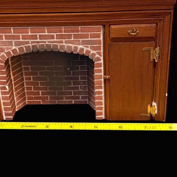 Braxton Payne Dollhouse Miniature Fireplace Brick Hearth Wood Cabinet Signed 1:1 - Picture 7 of 10